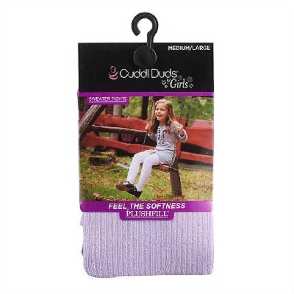 NWT Cuddl Duds Young Girls Lavender Purple Ribbed Sweater Tights, Small/Medium - Picture 1 of 12